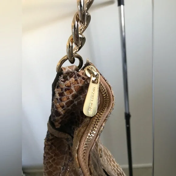 MICHAEL KORS Python Snake Brown Hobo Shoulder Handbag Purse - Picture 6 of 16